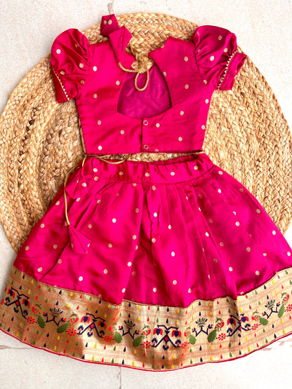 Mor Paithni Silk Lehnga(Pink)