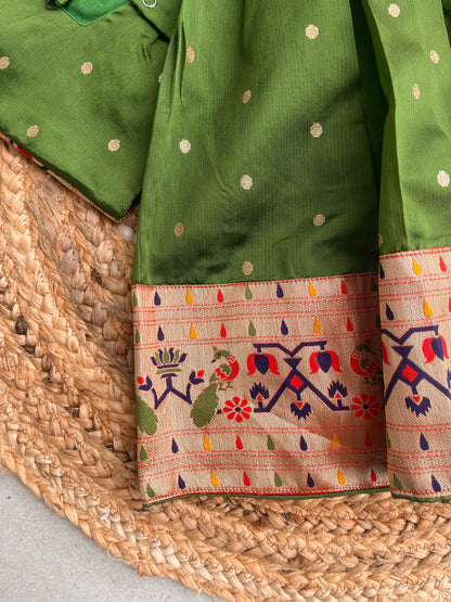 Mor Paithni Silk Lehnga(Mehandi Green)