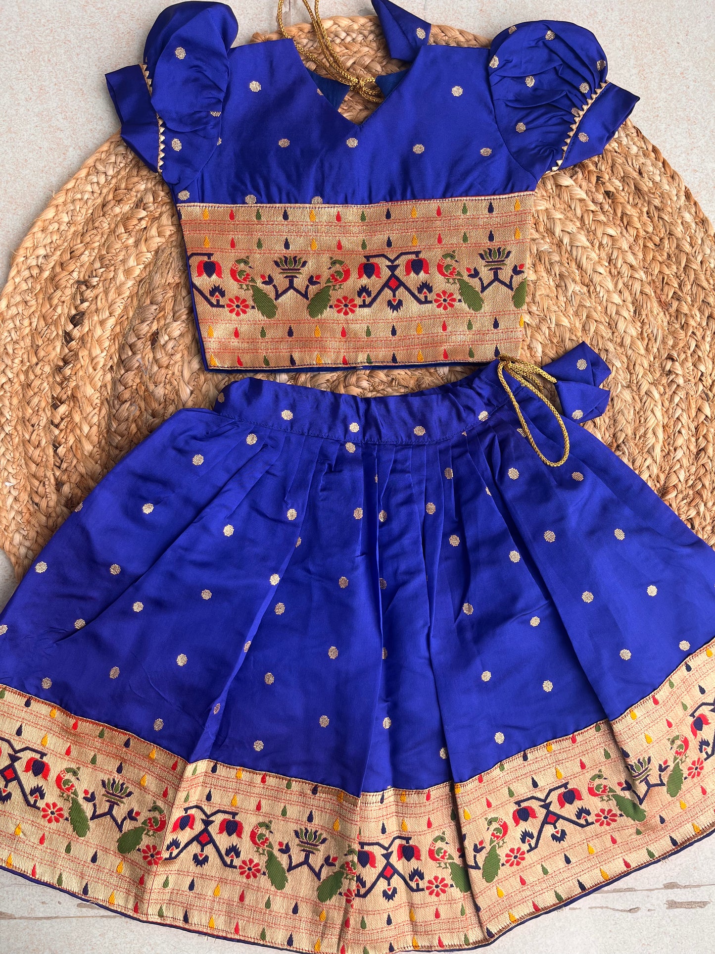 Mor Paithni Silk Lehnga(Roral Blue)
