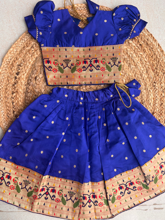 Mor Paithni Silk Lehnga(Roral Blue)