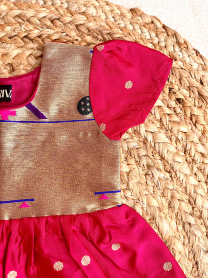 Pink Butti Paithni Frock