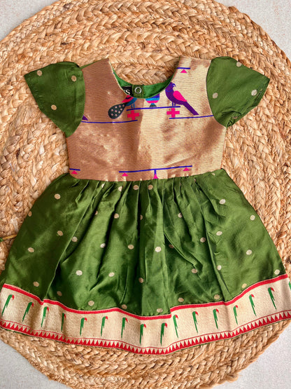 Mehandi Green Butti Paithni Frock