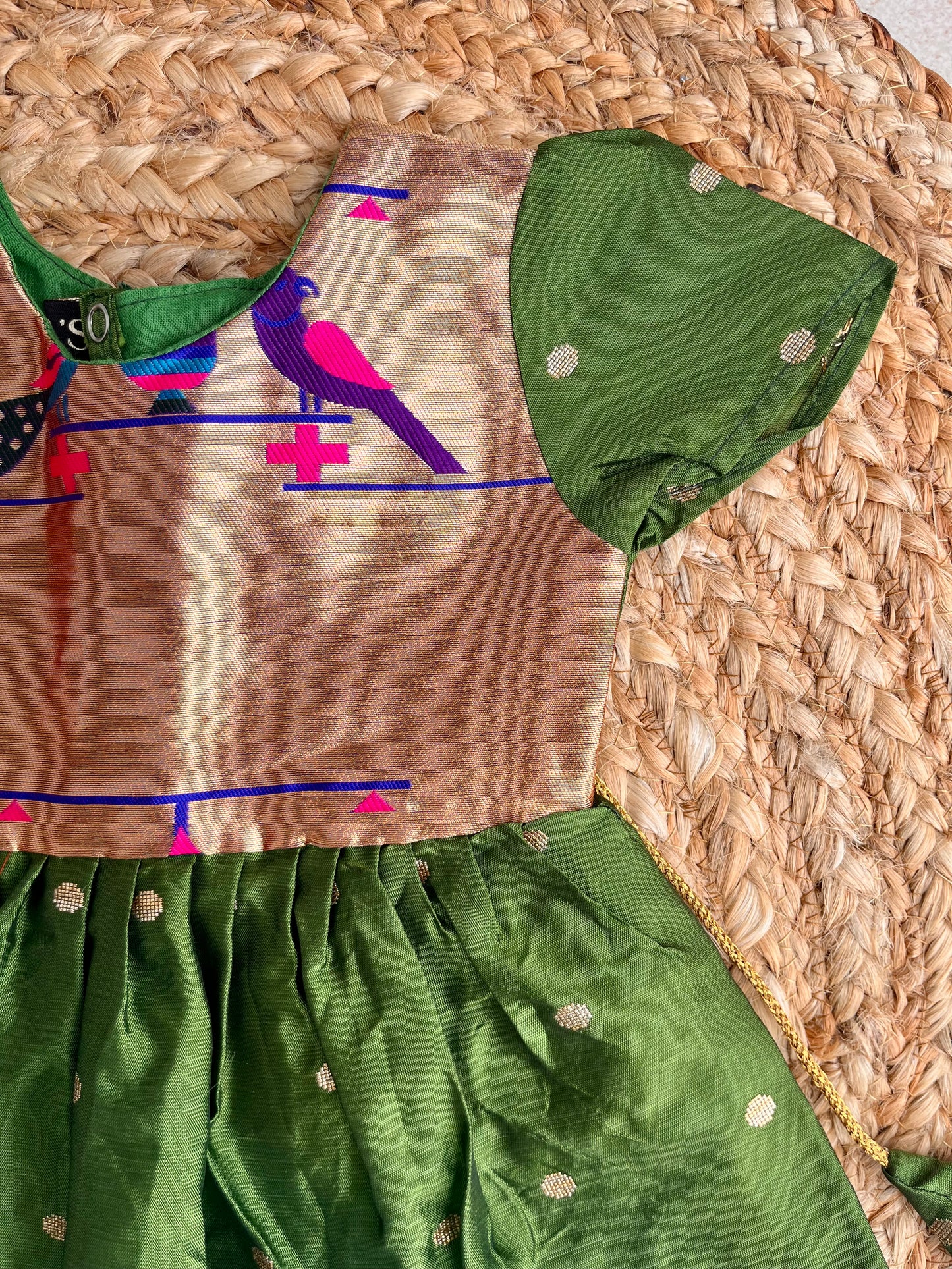 Mehandi Green Butti Paithni Frock