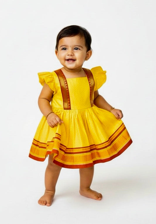 Classic Khan Frock -Yellow