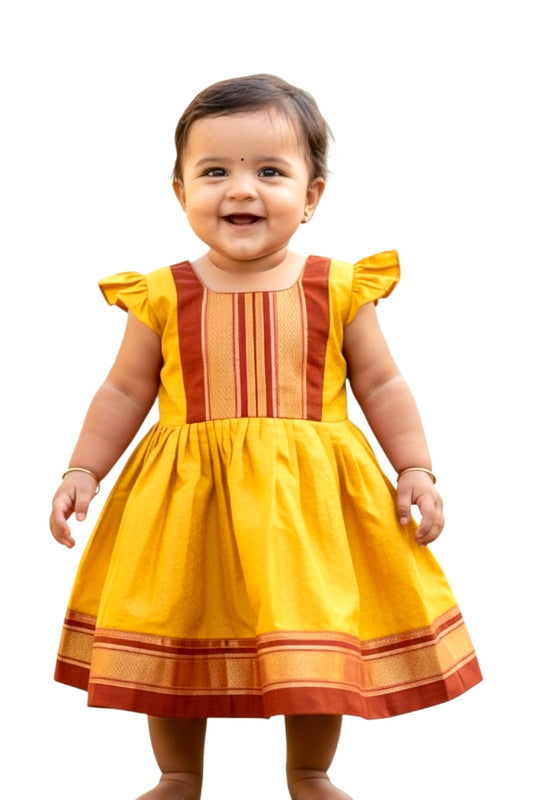 Maharani Khan Frock - Yellow