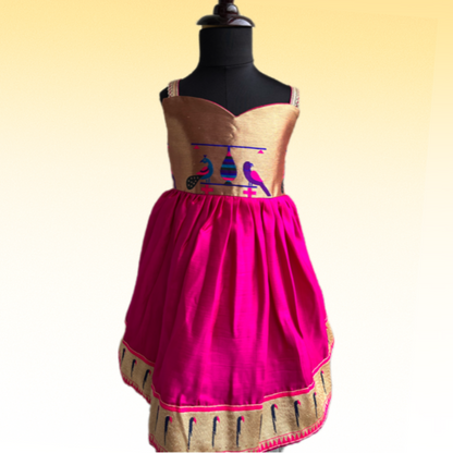 Magenta Pink Paithni Frock with Munia Border