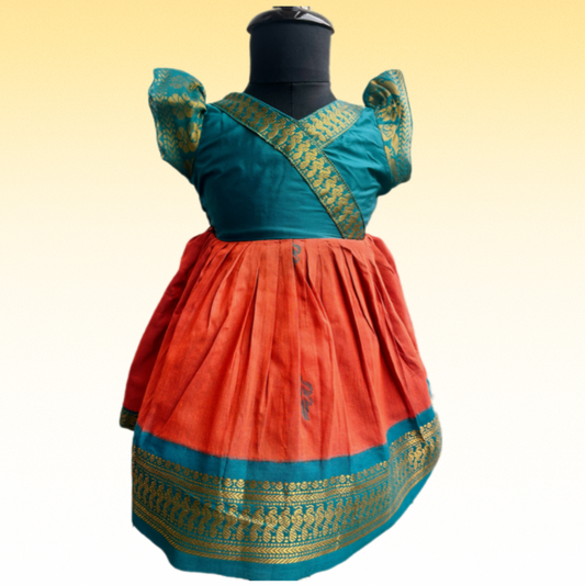 Rust Orange Zari Frock