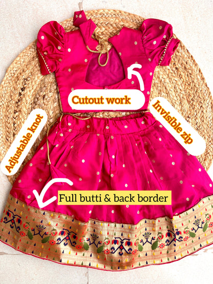 Mor Paithni Silk Lehnga(Pink)