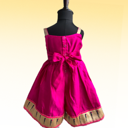 Magenta Pink Paithni Frock with Munia Border