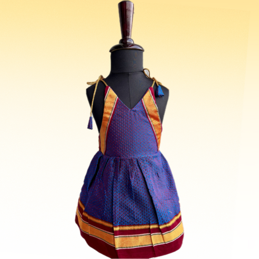 Preemie Brocade( Blue+Red Colour) Khann Frock